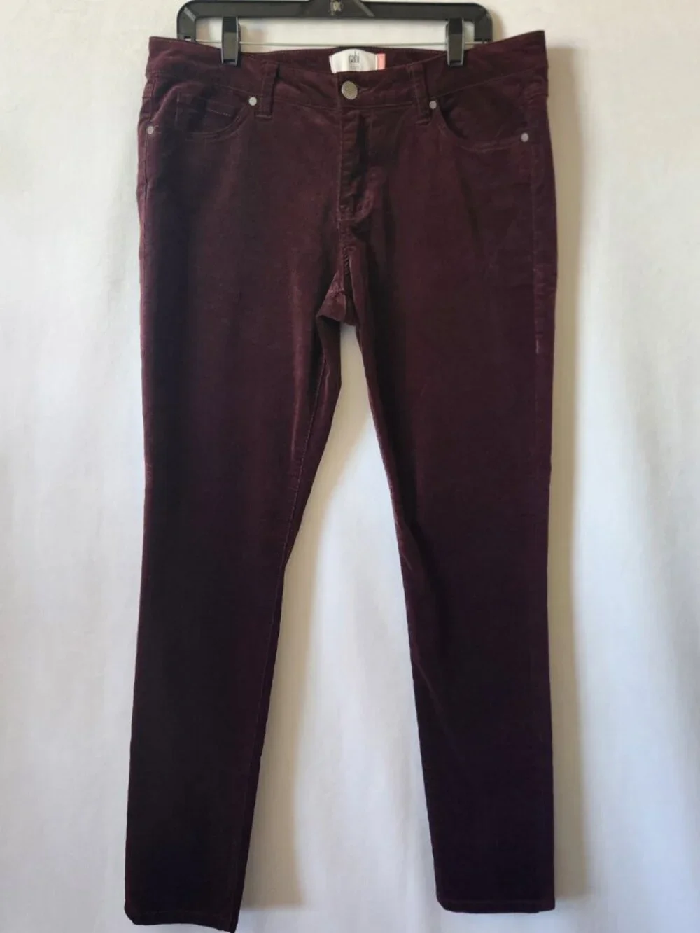 Cabi Women’s Size 12 Burgundy Carol Anderson Corduroy Skinny Five Pocket Pants